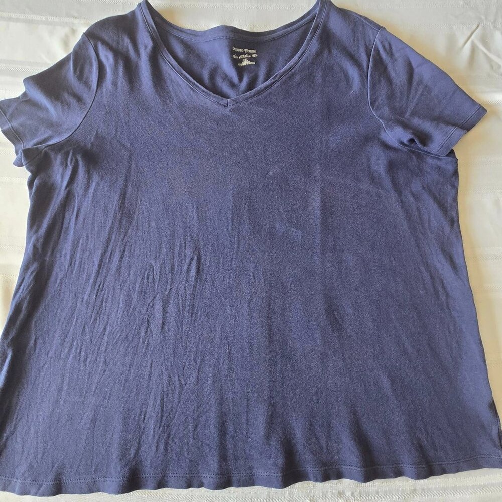 Women's Size 3X The Studio Tee Blue V-Neck T-Shirt